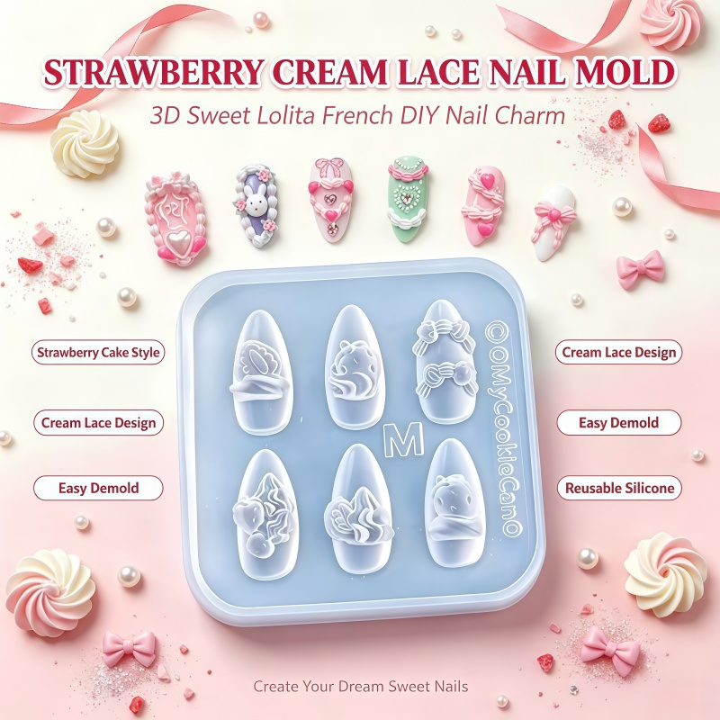 Nail Art Strawberry - Forma silikonowa do zdobienia paznokci DIY