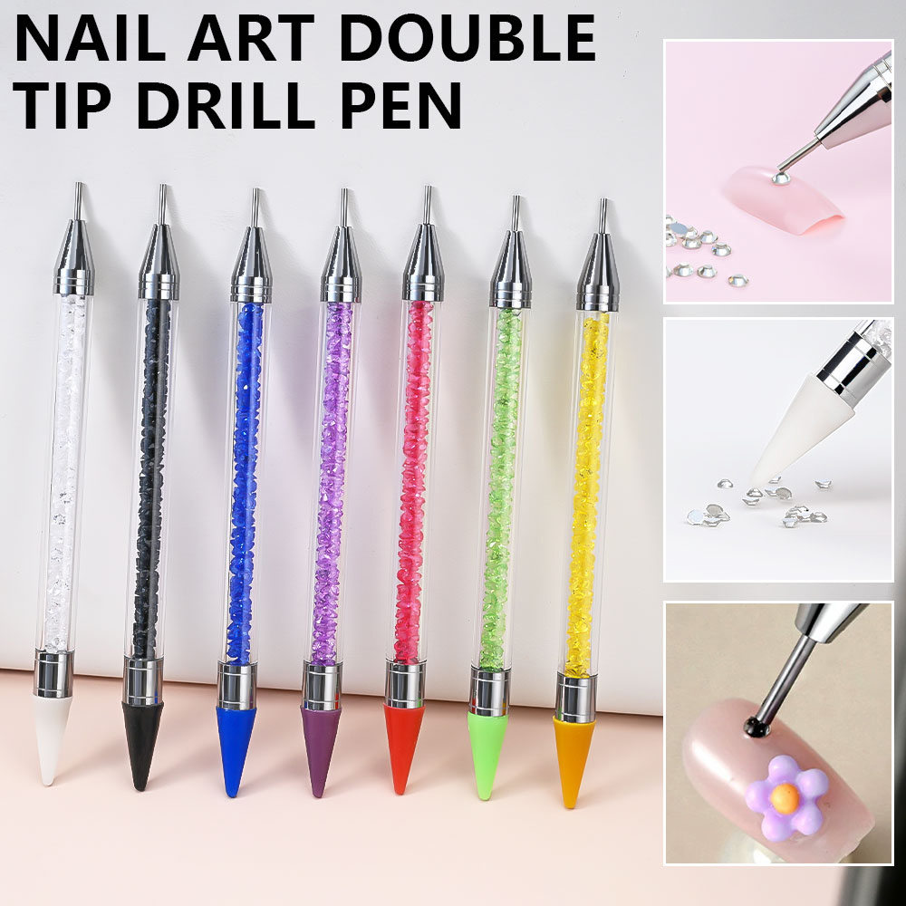 Rhinestone Nail Gem - 1Pc Podwójne głowice Wiertło punktowe Uchwyt