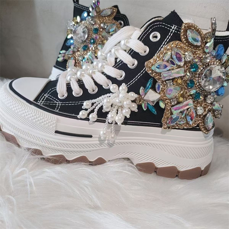 Rhinestone Nail Gem - Gruba podeszwa, wysokie góry, przybijane koraliki,
