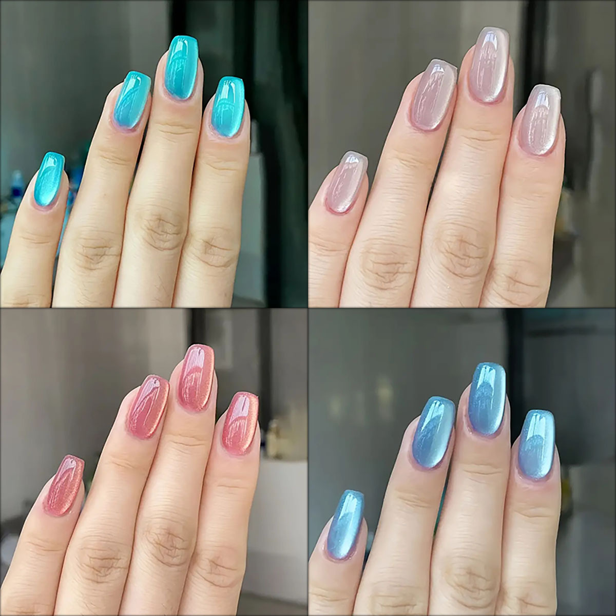 Nail Art Pink Cat Eye - 24szt/30szt krótkie kwadratowe baletowe sztuczne paznokcie