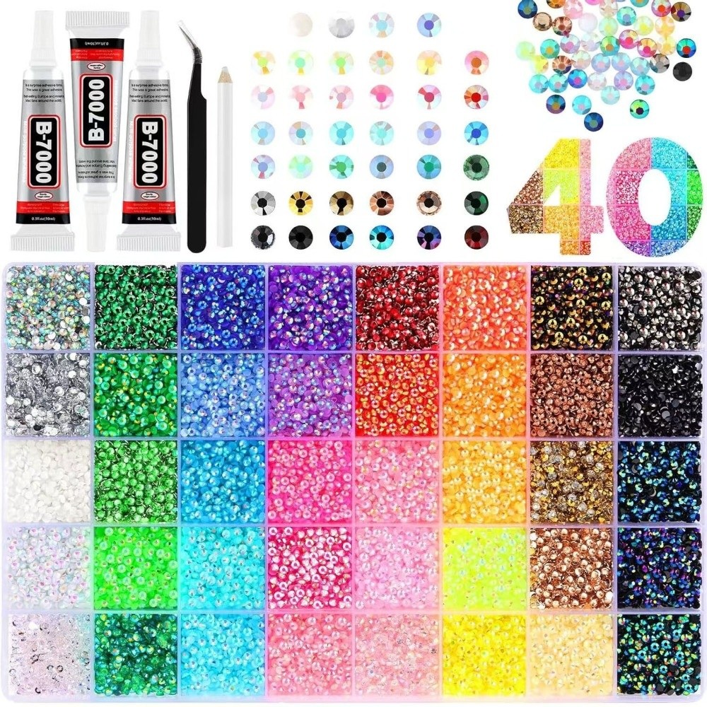 Rhinestone Nail Gem - Wielokolorowy Zestaw Żywicznych Cyrkonii DIY, Materiały
