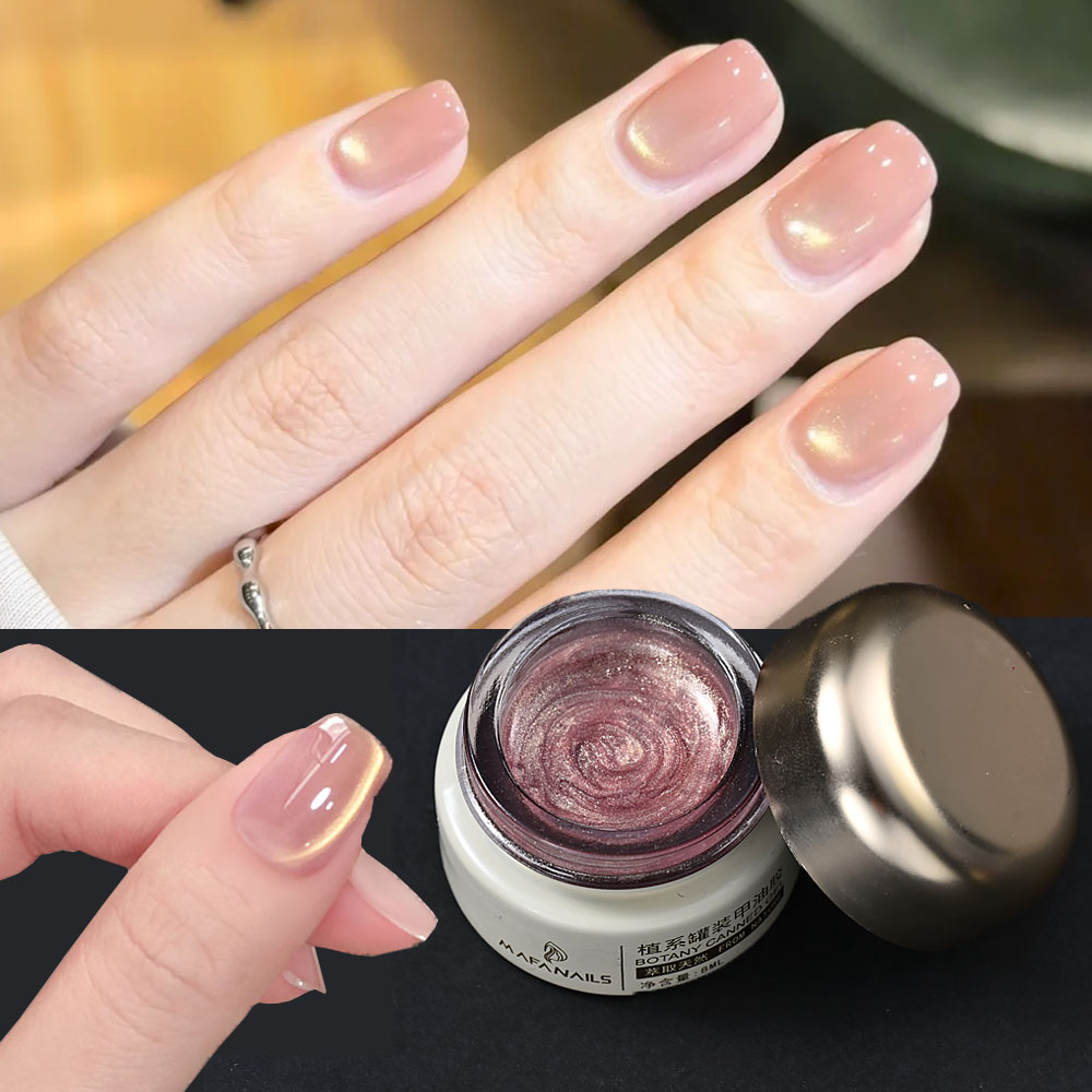 Nail Art Pink Cat Eye - 8ml Błyszczący Nude Różowy Lakier Hybrydowy