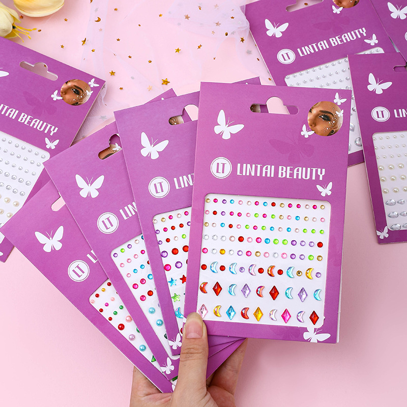 Rhinestone Nail Gem - Naklejki na twarz z klejnotami, samoprzylepne,