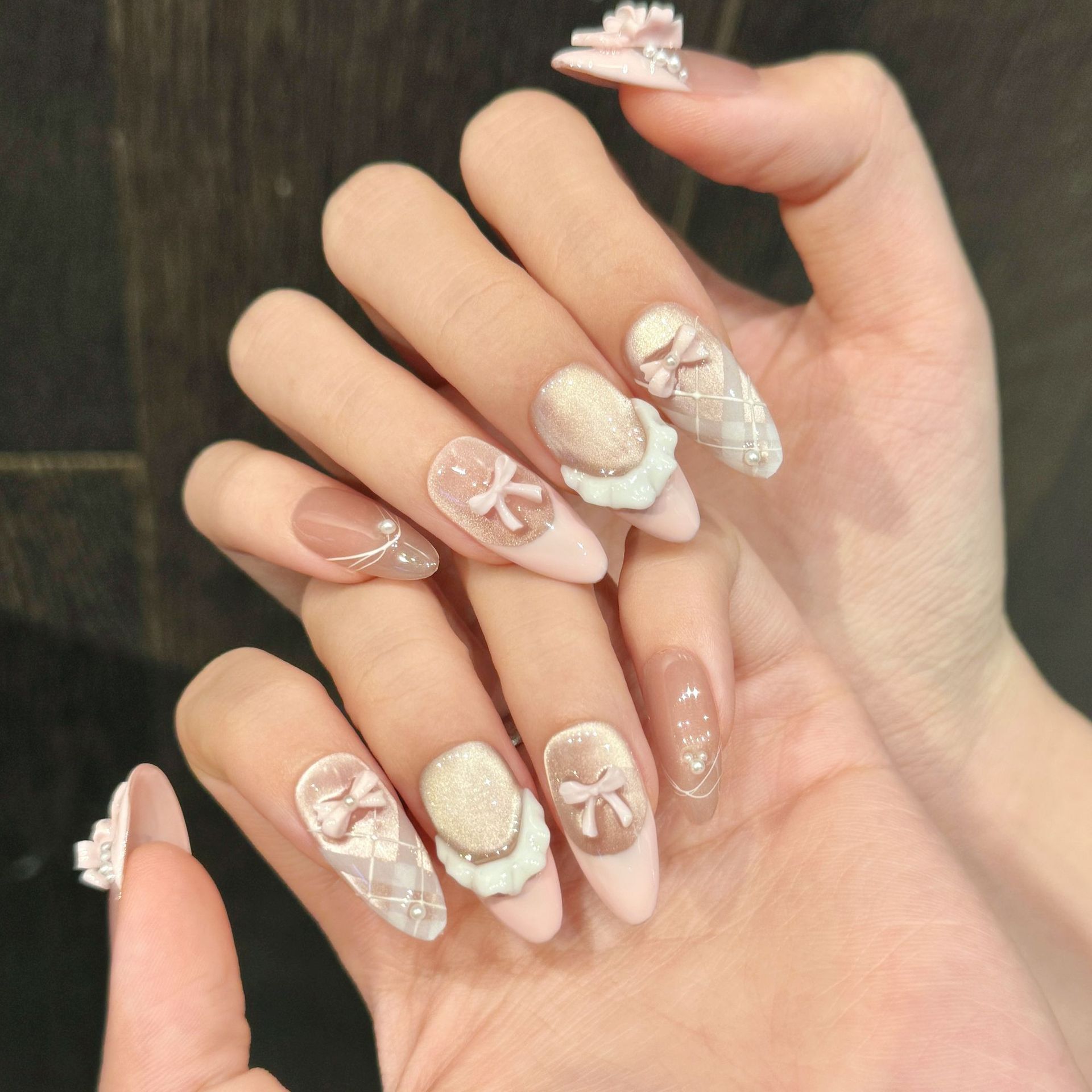 10szt Ręcznie robione paznokci – Nail Art Pink Cat Eye recenzja i cena