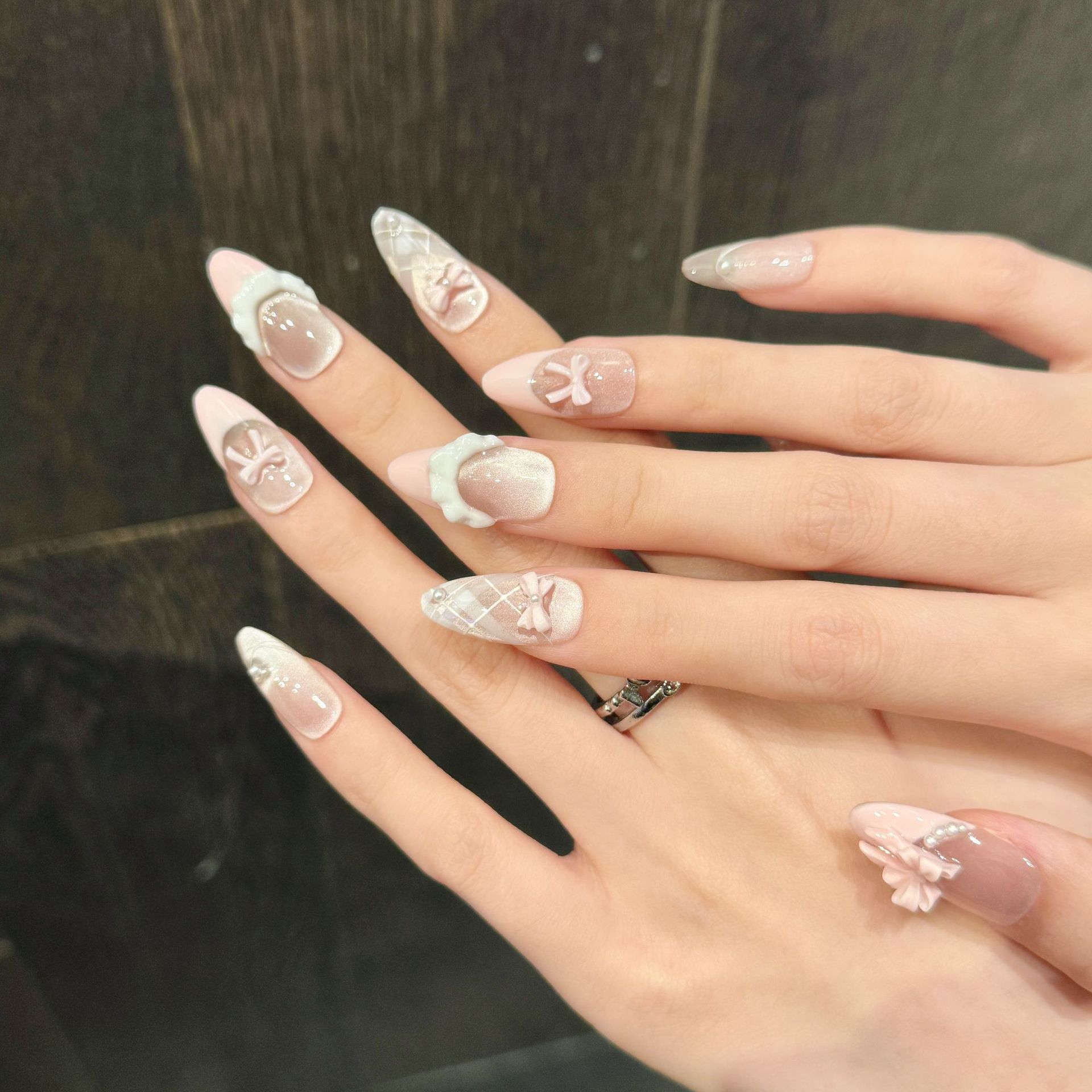 10szt Ręcznie robione paznokci – Nail Art Pink Cat Eye recenzja i cena