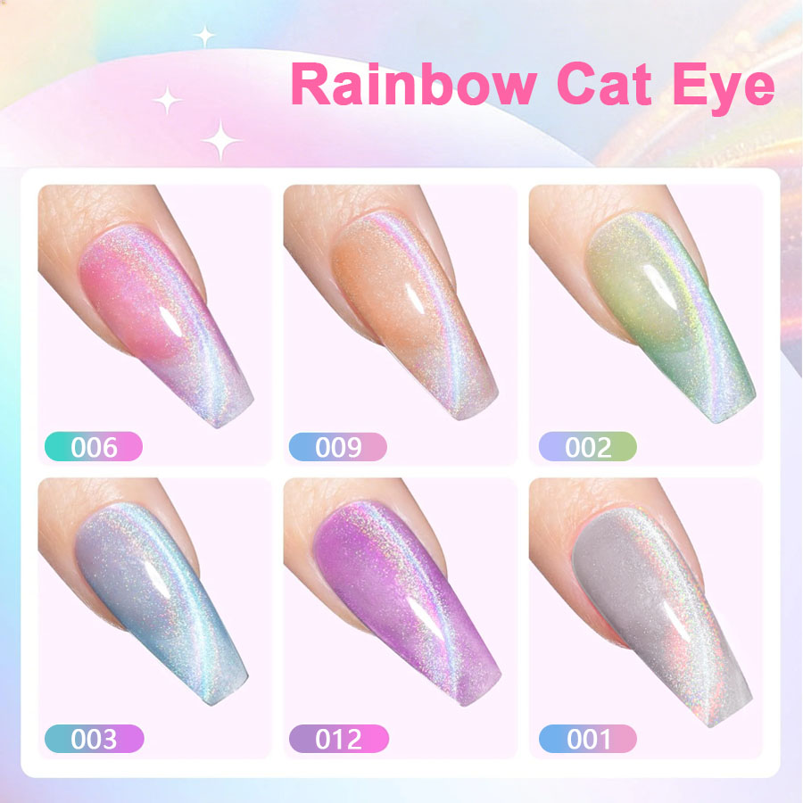 QAZIXU 1/6 szt. Zestaw lakieró – Nail Art Pink Cat Eye recenzja i cena