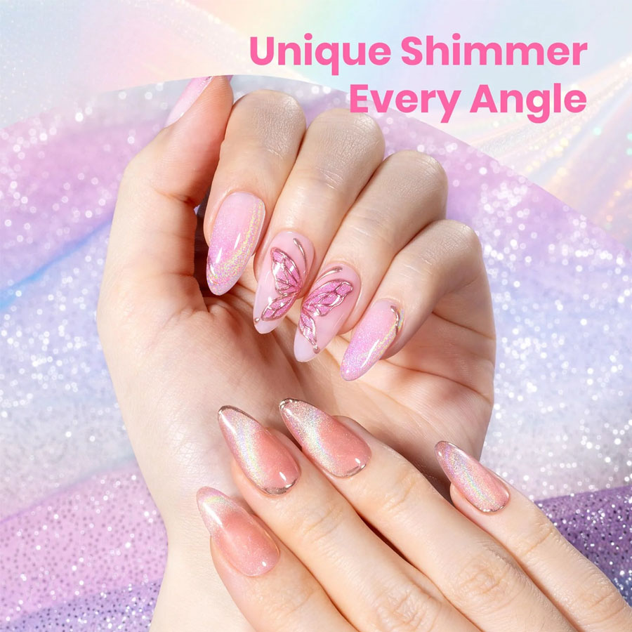 QAZIXU 1/6 szt. Zestaw lakieró – Nail Art Pink Cat Eye recenzja i cena