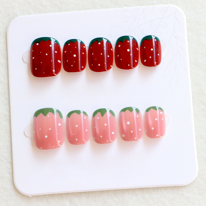 10 szt. Damskie modne, urocze  – Nail Art Strawberry recenzja i cena