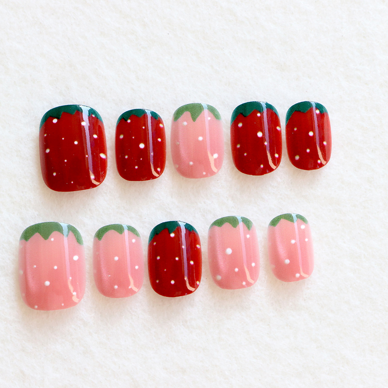 10 szt. Damskie modne, urocze  – Nail Art Strawberry recenzja i cena